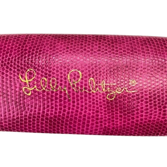 Lilly Pulitzer Pink Hard Shell Eyeglasses Sunglasses Case Gold Color Lettering - Picture 11 of 14